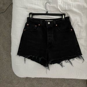 Levi’s ribcage denim shorts